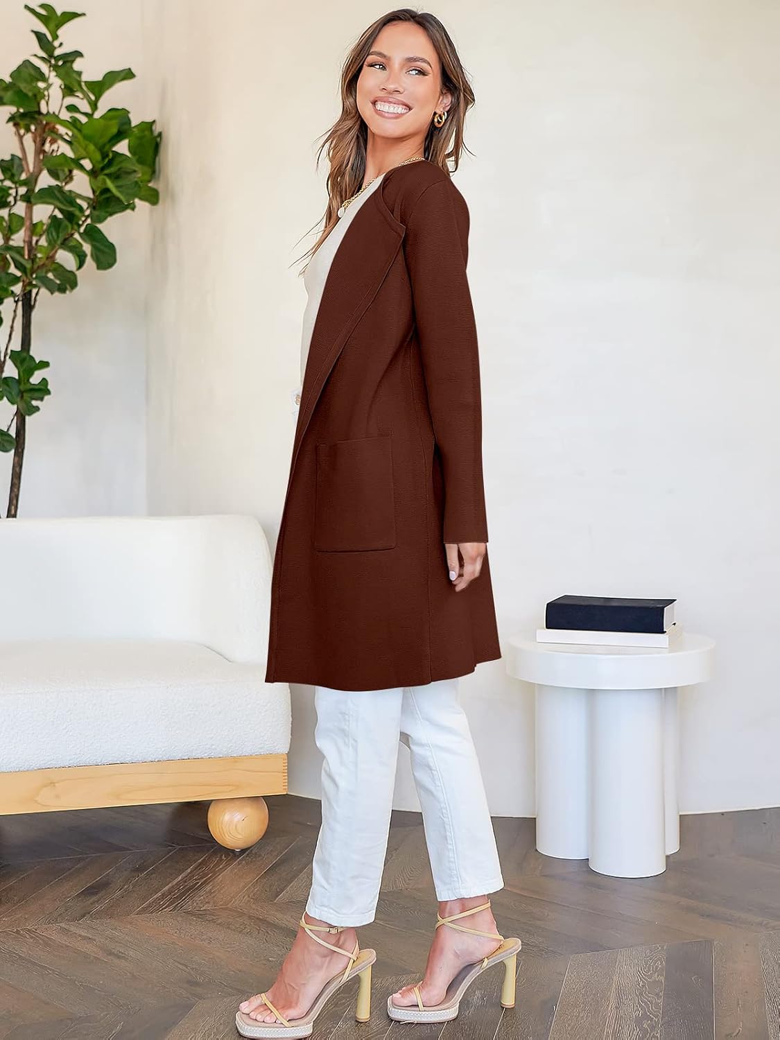 Women's Open Front Knit Lightweight Cardigan Coatigan Sweater Lady Jacket Coat - Picture 127 of 259