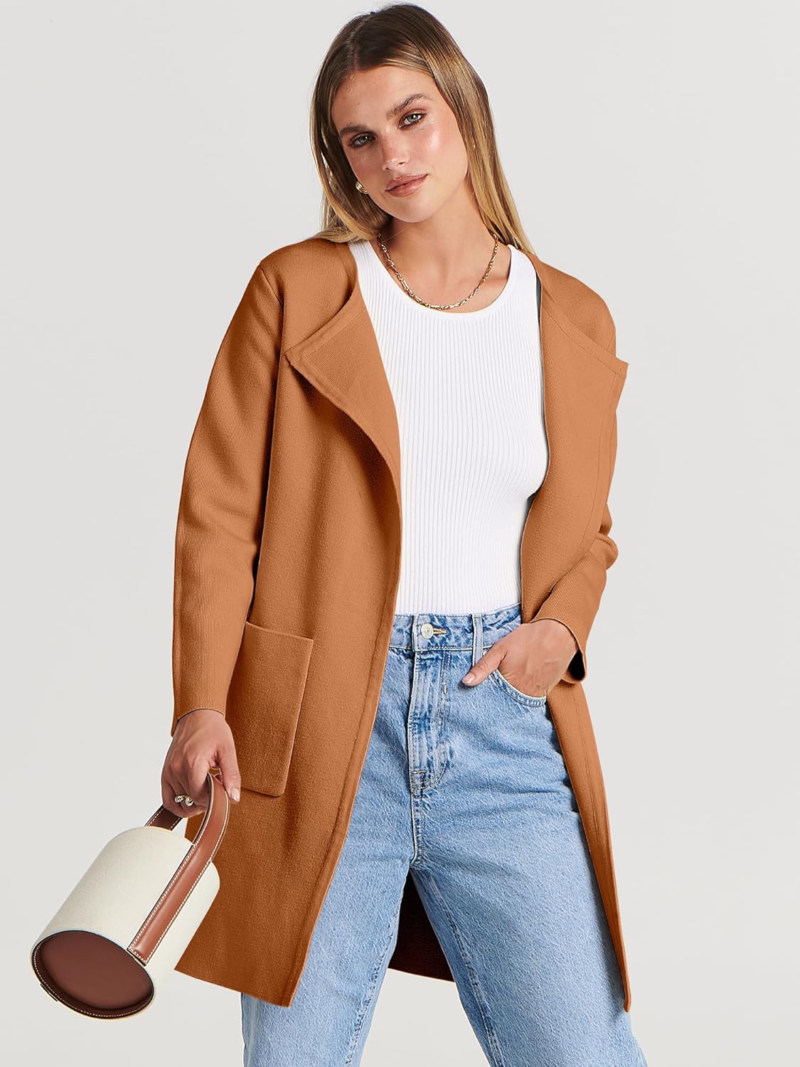 Women's Open Front Knit Lightweight Cardigan Coatigan Sweater Lady Jacket Coat - Picture 130 of 259