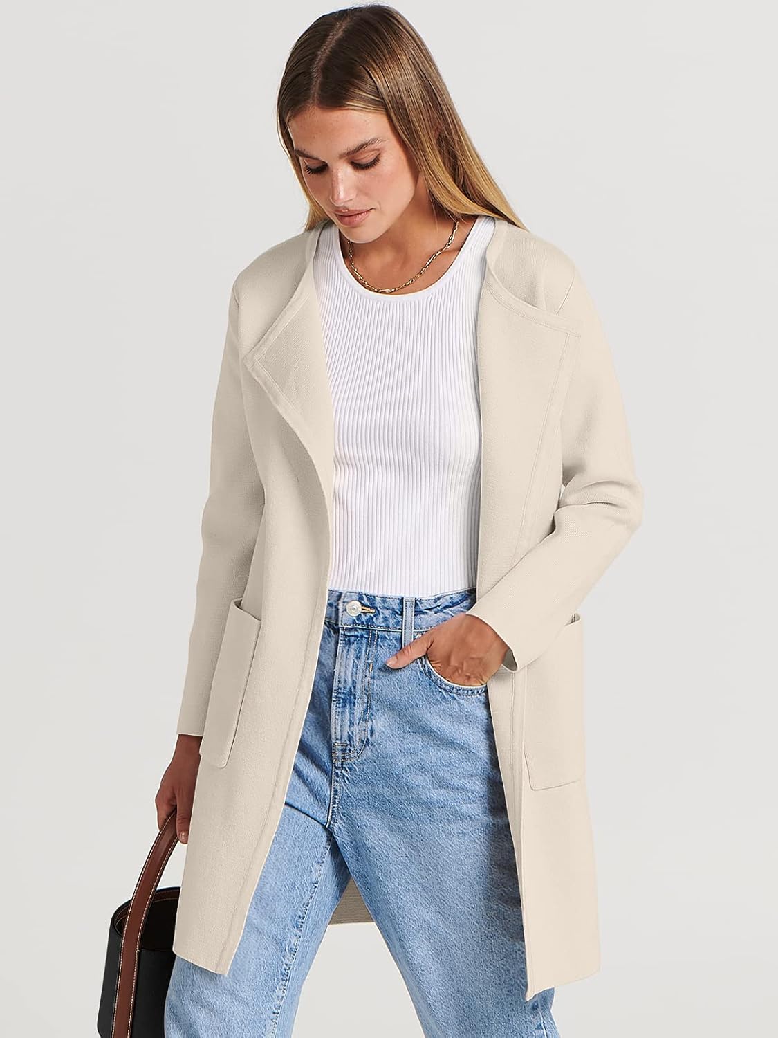 Women's Open Front Knit Lightweight Cardigan Coatigan Sweater Lady Jacket Coat - Picture 138 of 259