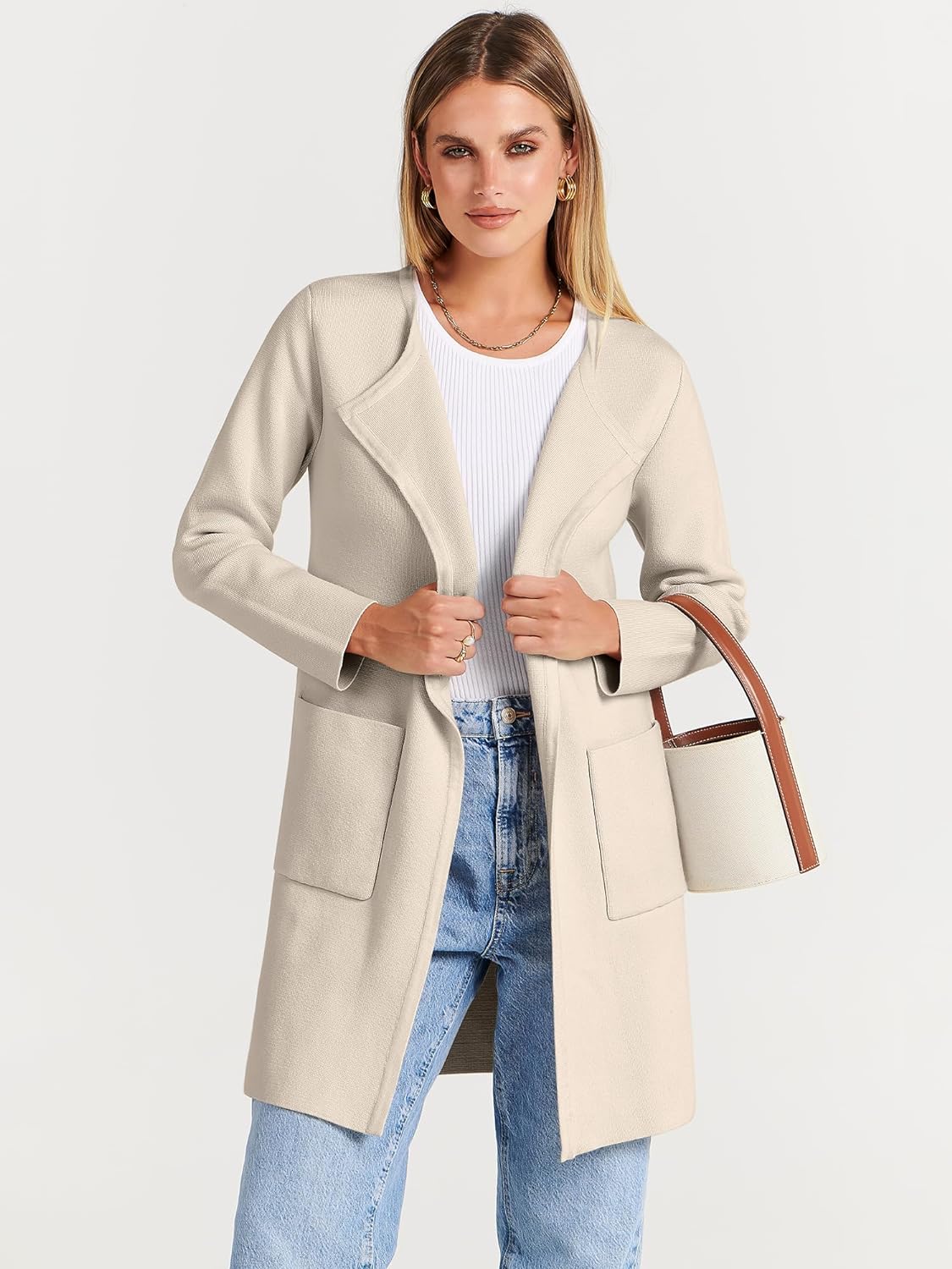 Women's Open Front Knit Lightweight Cardigan Coatigan Sweater Lady Jacket Coat - Picture 141 of 259