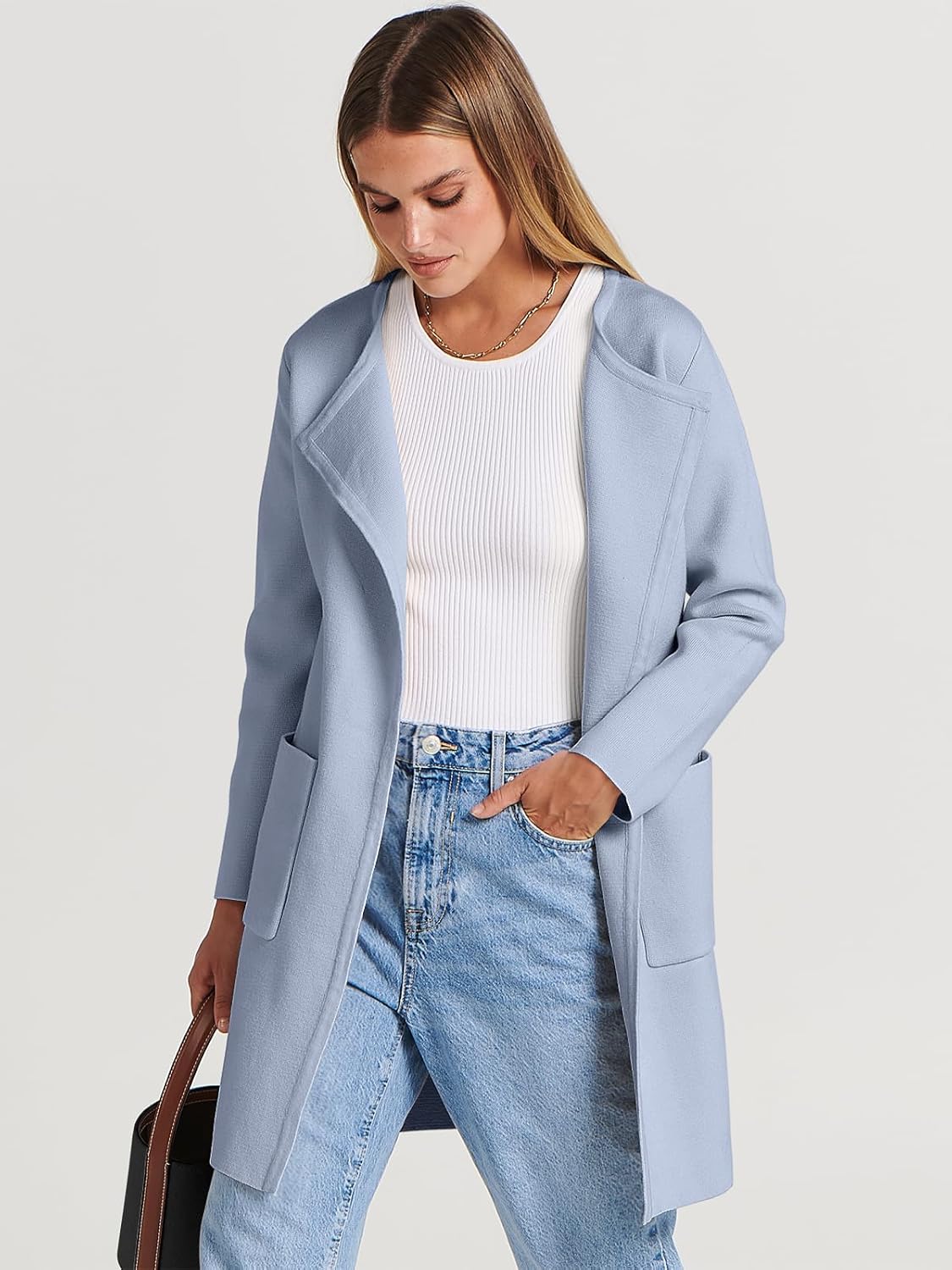 Women's Open Front Knit Lightweight Cardigan Coatigan Sweater Lady Jacket Coat - Picture 147 of 259