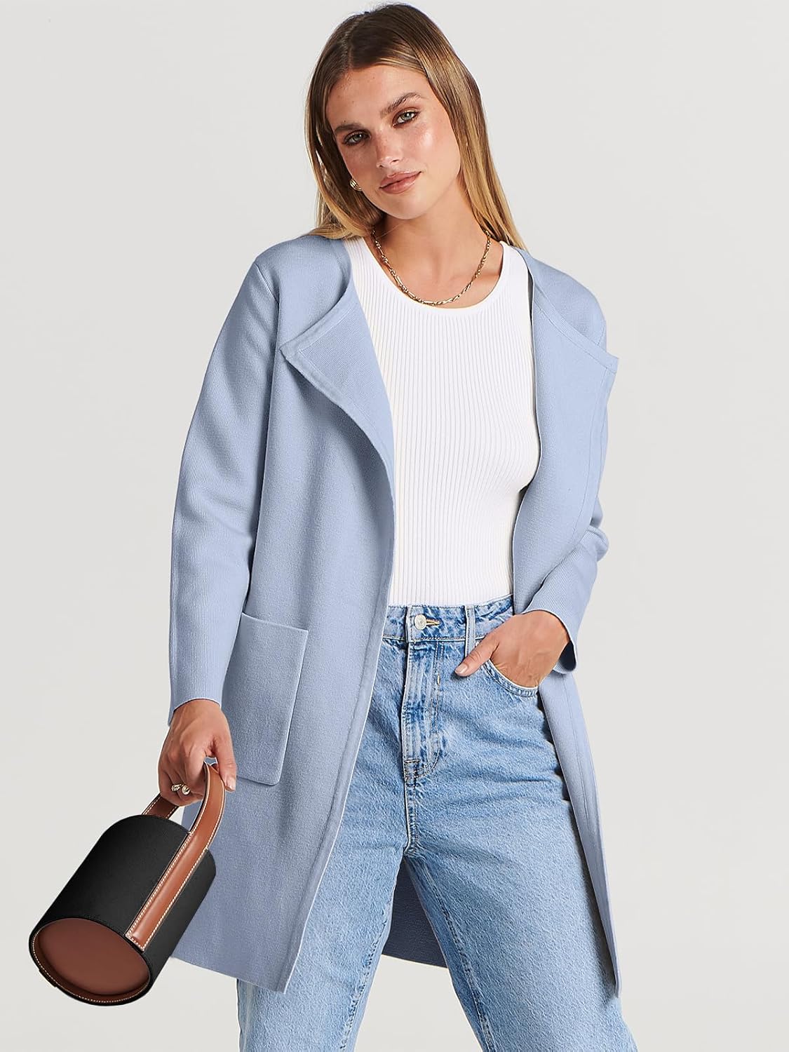 Women's Open Front Knit Lightweight Cardigan Coatigan Sweater Lady Jacket Coat - Picture 148 of 259