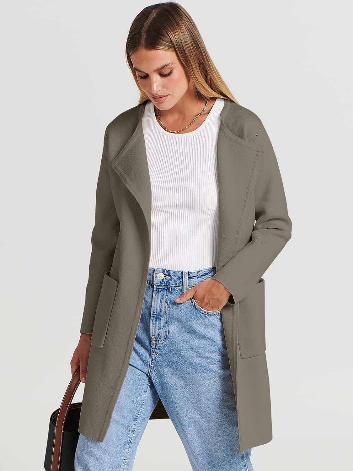 Women's Open Front Knit Lightweight Cardigan Coatigan Sweater Lady Jacket Coat - Picture 156 of 259