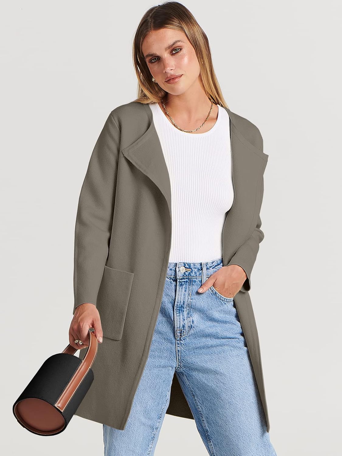 Women's Open Front Knit Lightweight Cardigan Coatigan Sweater Lady Jacket Coat - Picture 157 of 259