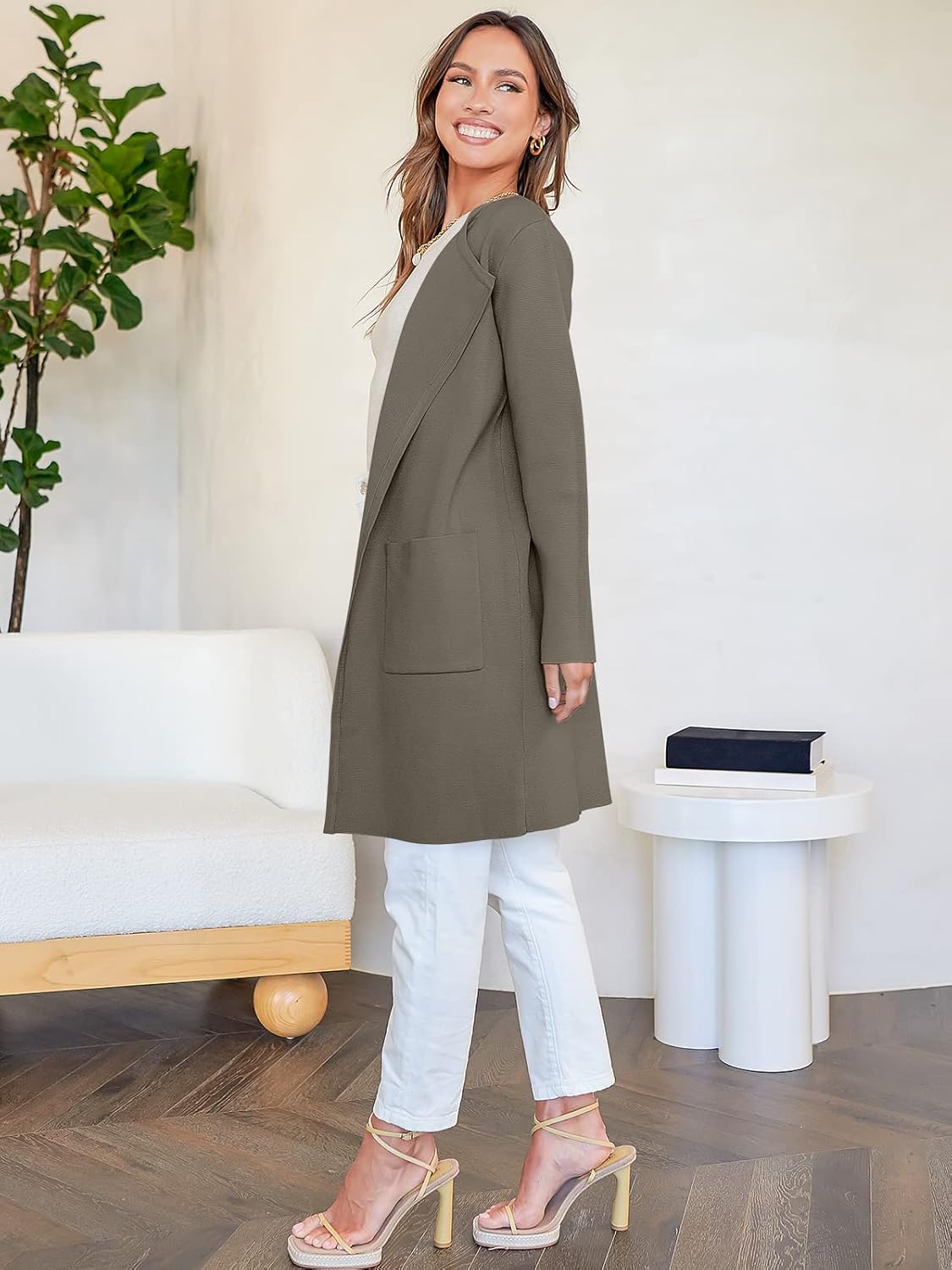 Women's Open Front Knit Lightweight Cardigan Coatigan Sweater Lady Jacket Coat - Picture 163 of 259