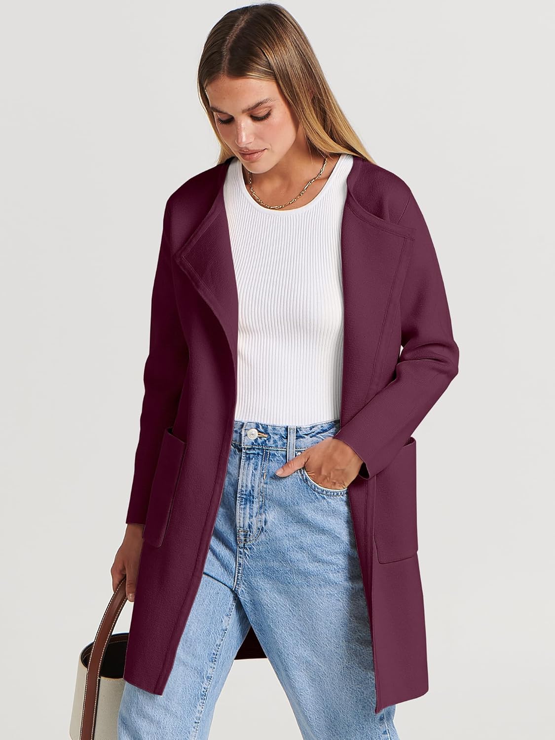 Women's Open Front Knit Lightweight Cardigan Coatigan Sweater Lady Jacket Coat - Picture 165 of 259