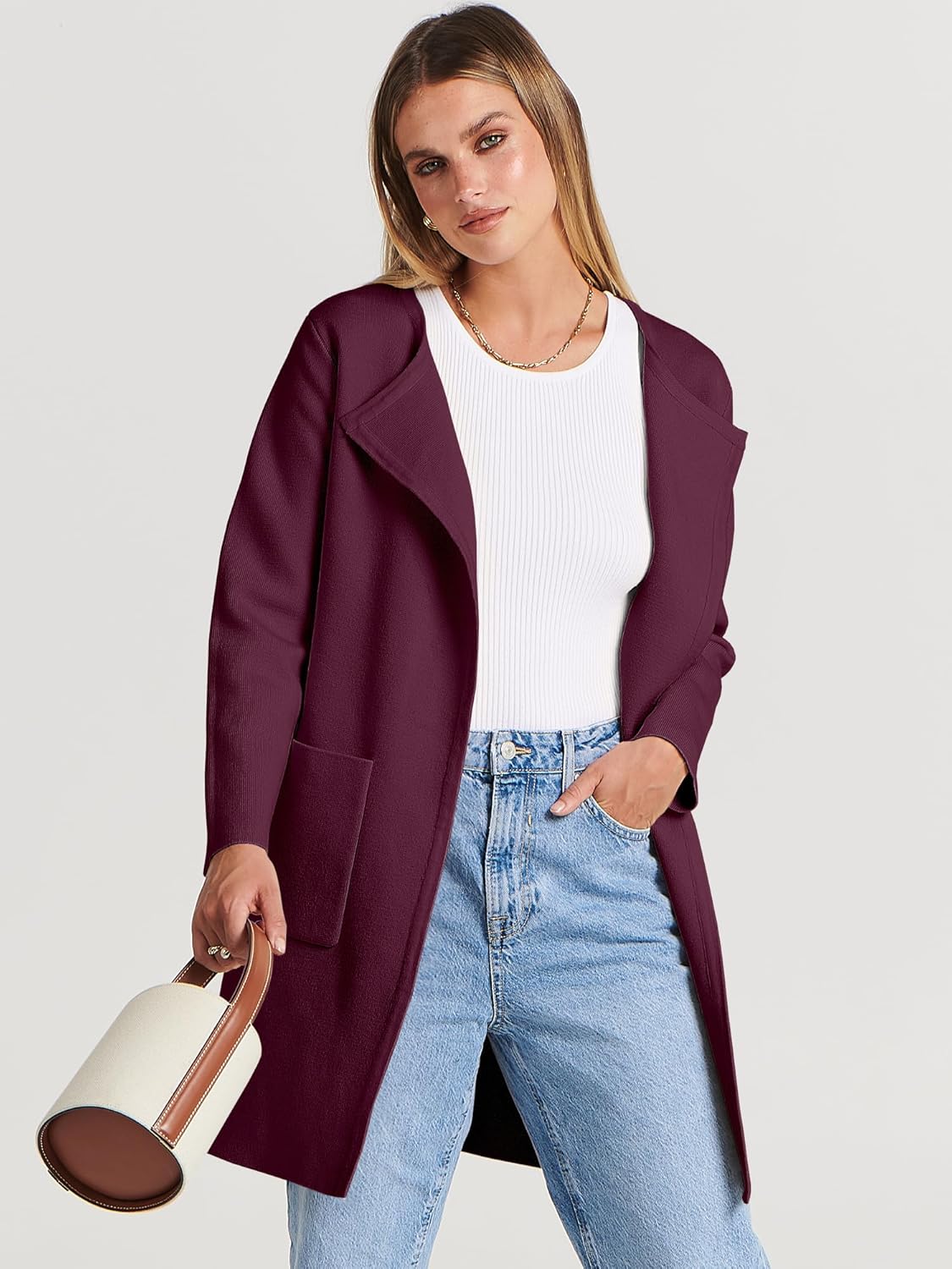 Women's Open Front Knit Lightweight Cardigan Coatigan Sweater Lady Jacket Coat - Picture 166 of 259