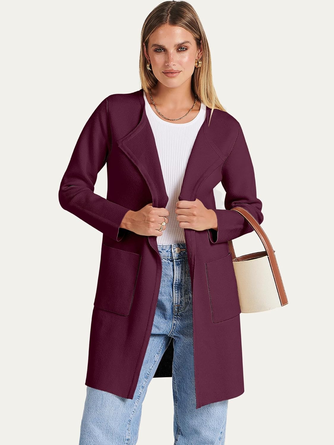 Women's Open Front Knit Lightweight Cardigan Coatigan Sweater Lady Jacket Coat - Picture 168 of 259