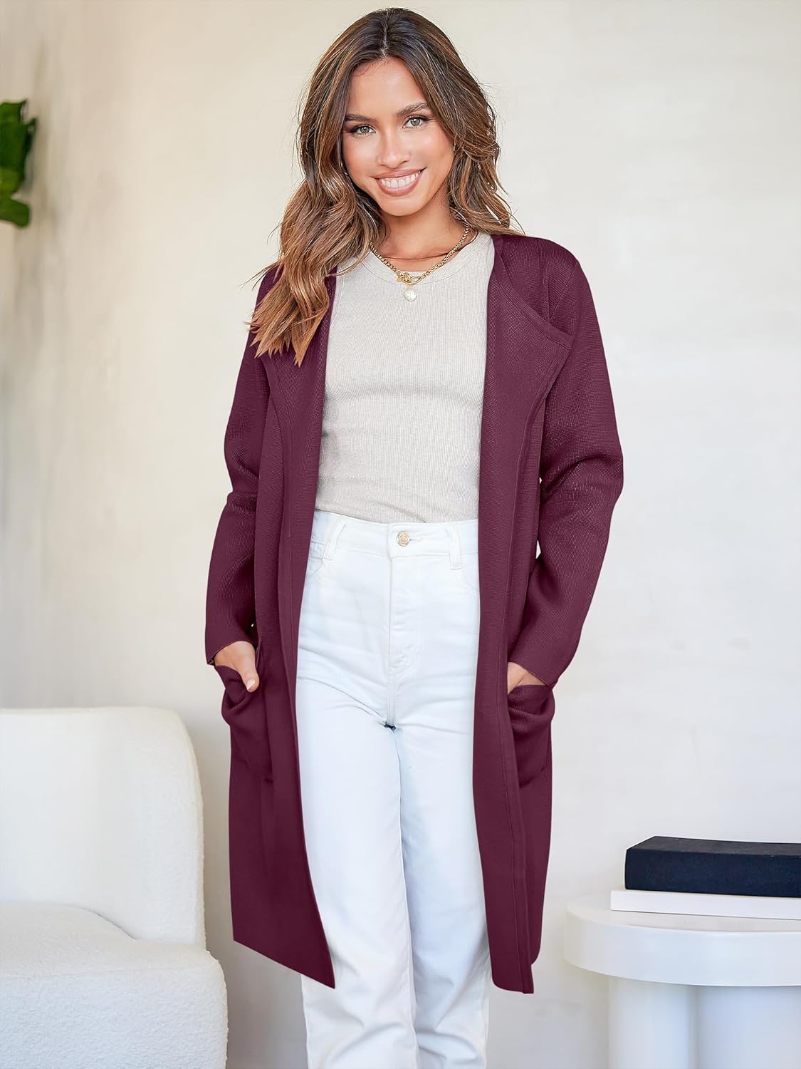 Women's Open Front Knit Lightweight Cardigan Coatigan Sweater Lady Jacket Coat - Picture 170 of 259