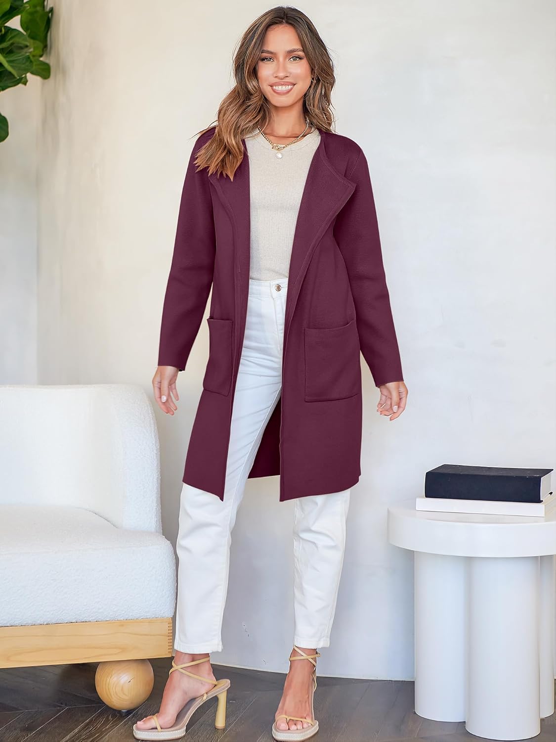 Women's Open Front Knit Lightweight Cardigan Coatigan Sweater Lady Jacket Coat - Picture 171 of 259