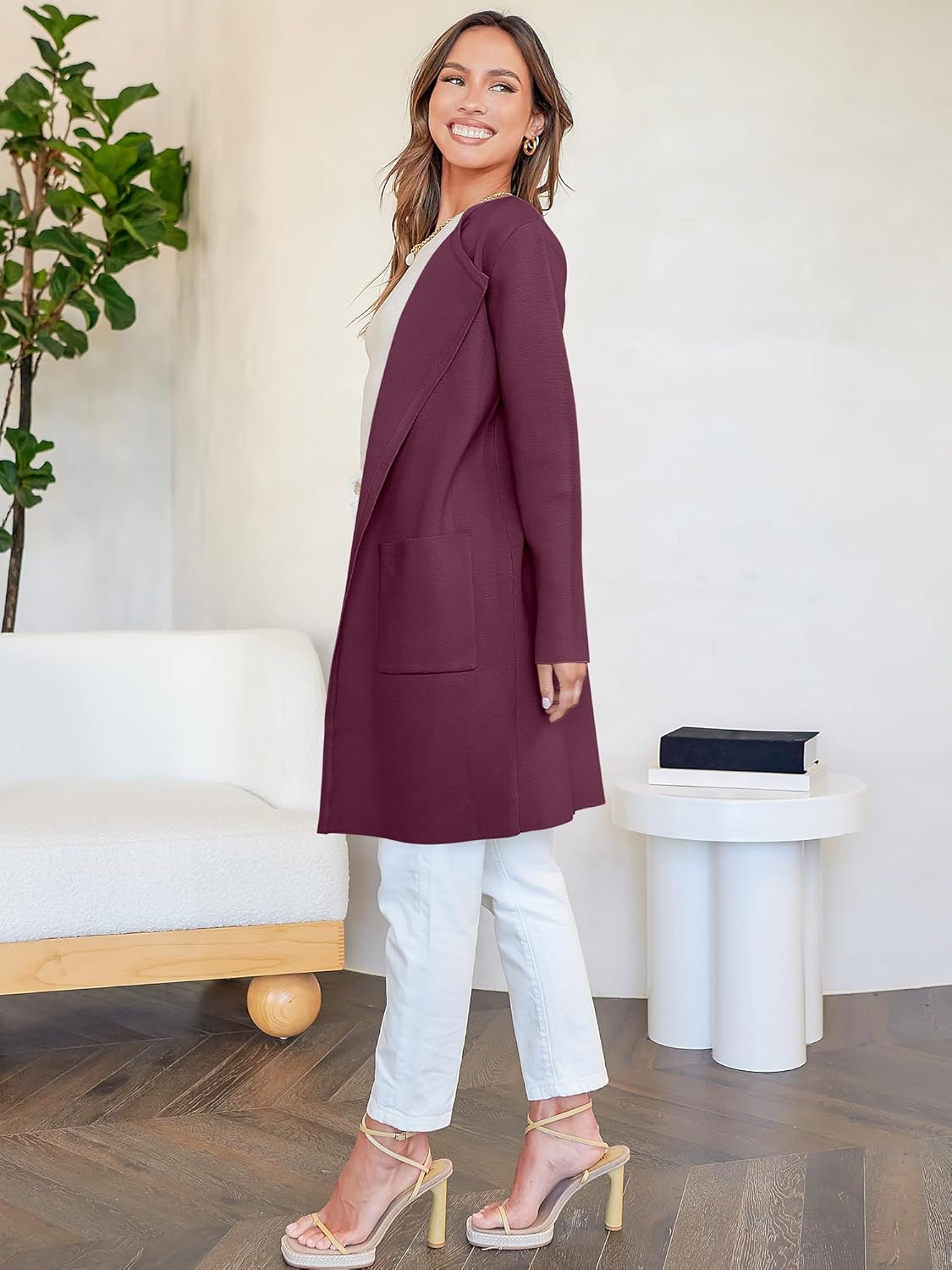 Women's Open Front Knit Lightweight Cardigan Coatigan Sweater Lady Jacket Coat - Picture 172 of 259