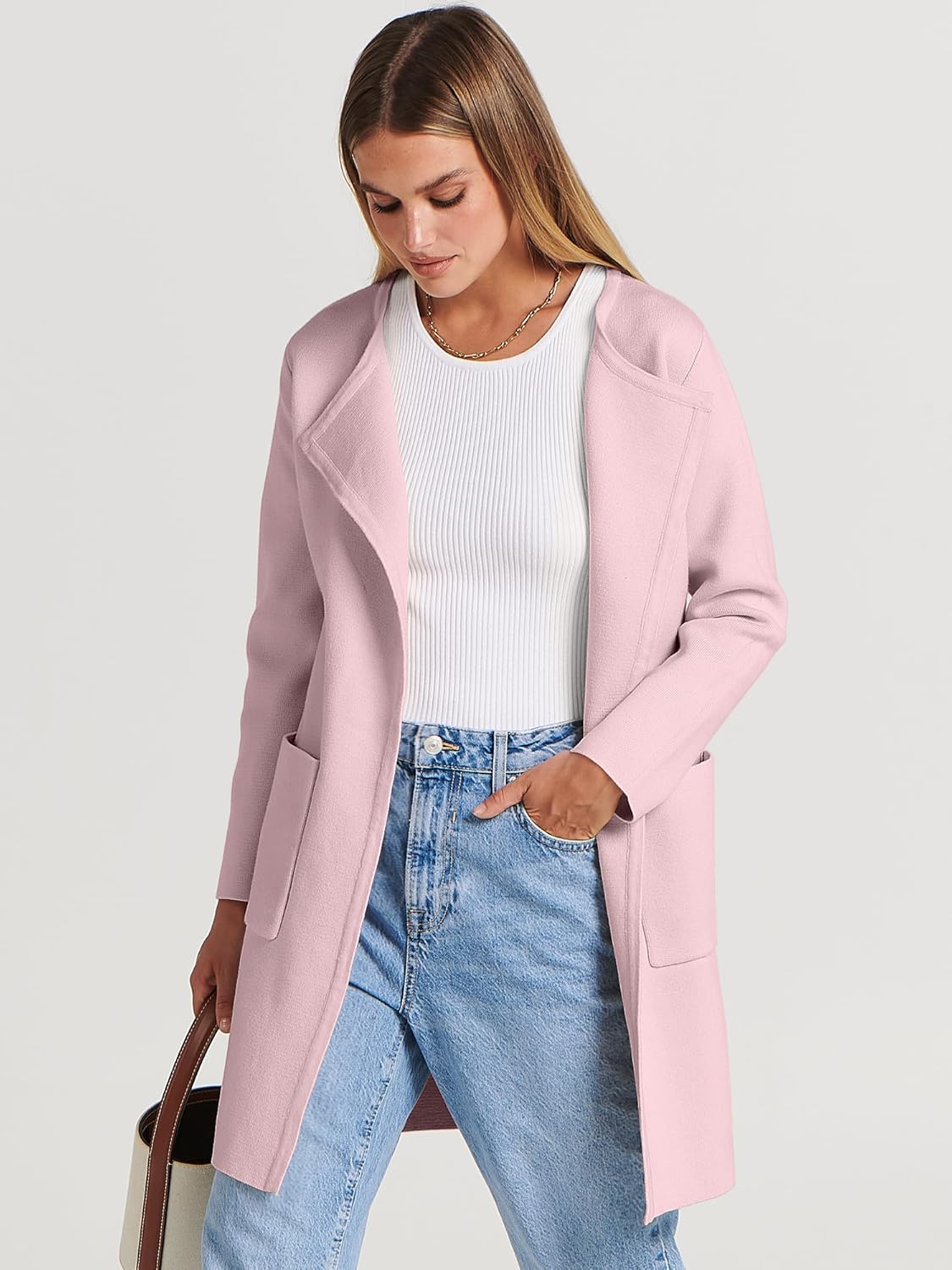 Women's Open Front Knit Lightweight Cardigan Coatigan Sweater Lady Jacket Coat - Picture 181 of 259