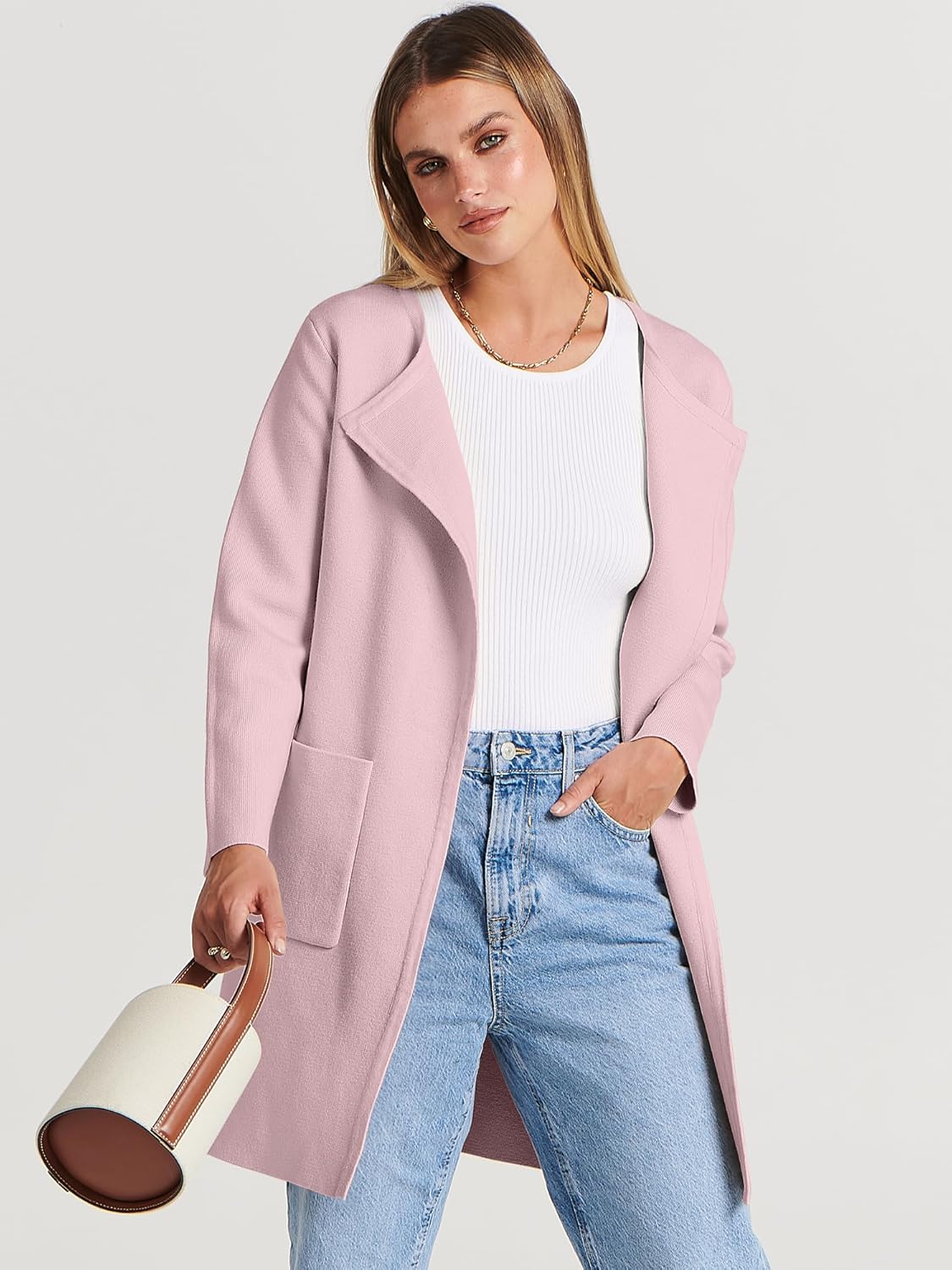 Women's Open Front Knit Lightweight Cardigan Coatigan Sweater Lady Jacket Coat - Picture 182 of 259