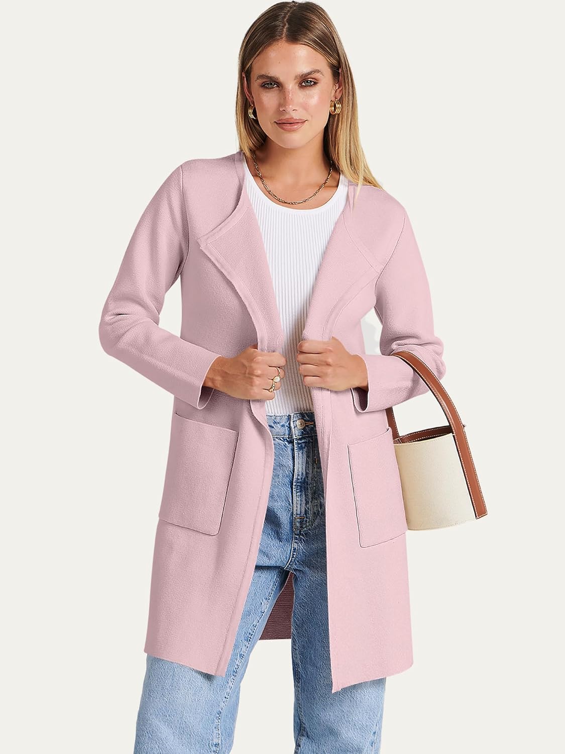 Women's Open Front Knit Lightweight Cardigan Coatigan Sweater Lady Jacket Coat - Picture 184 of 259