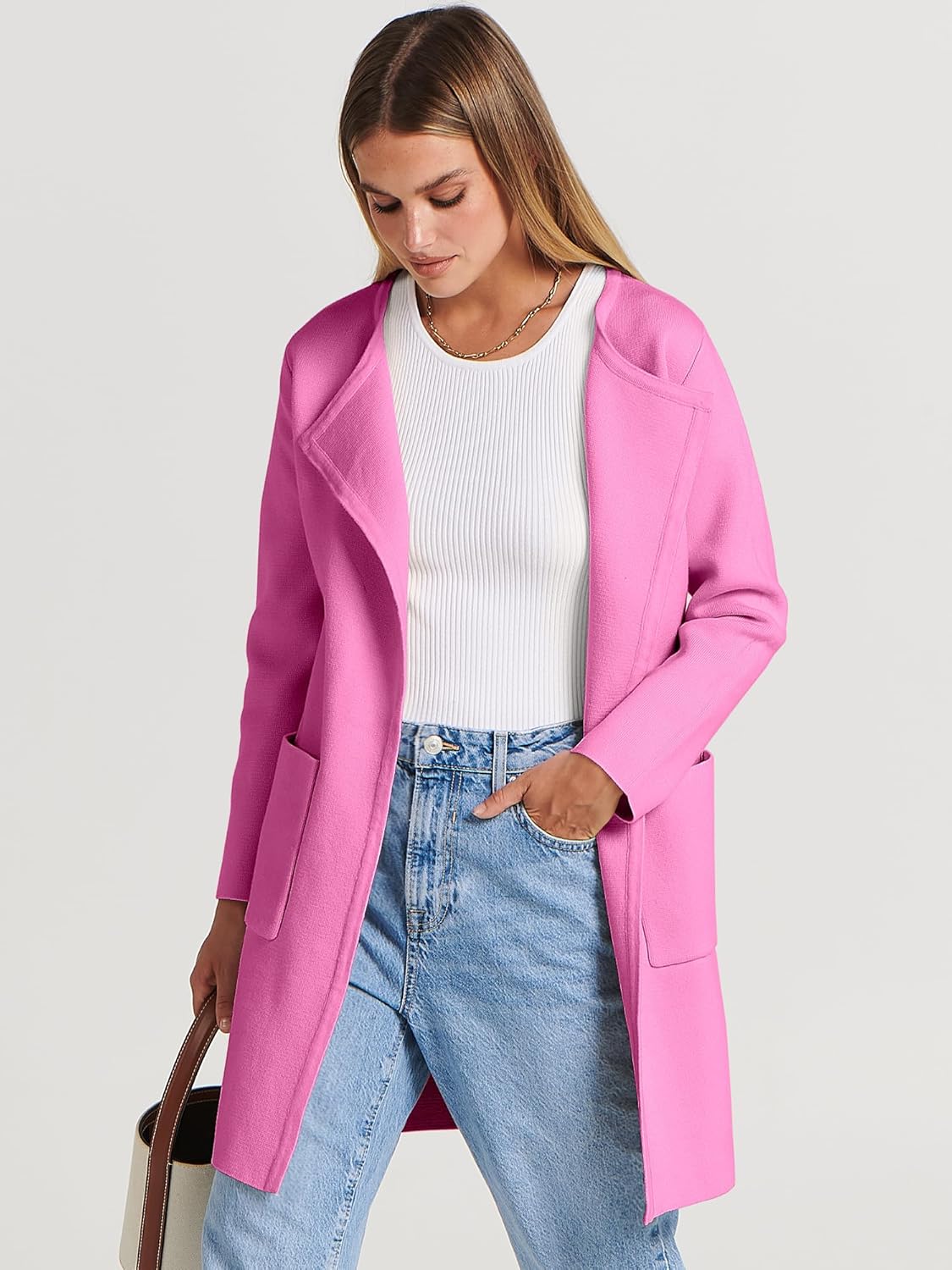 Women's Open Front Knit Lightweight Cardigan Coatigan Sweater Lady Jacket Coat - Picture 190 of 259