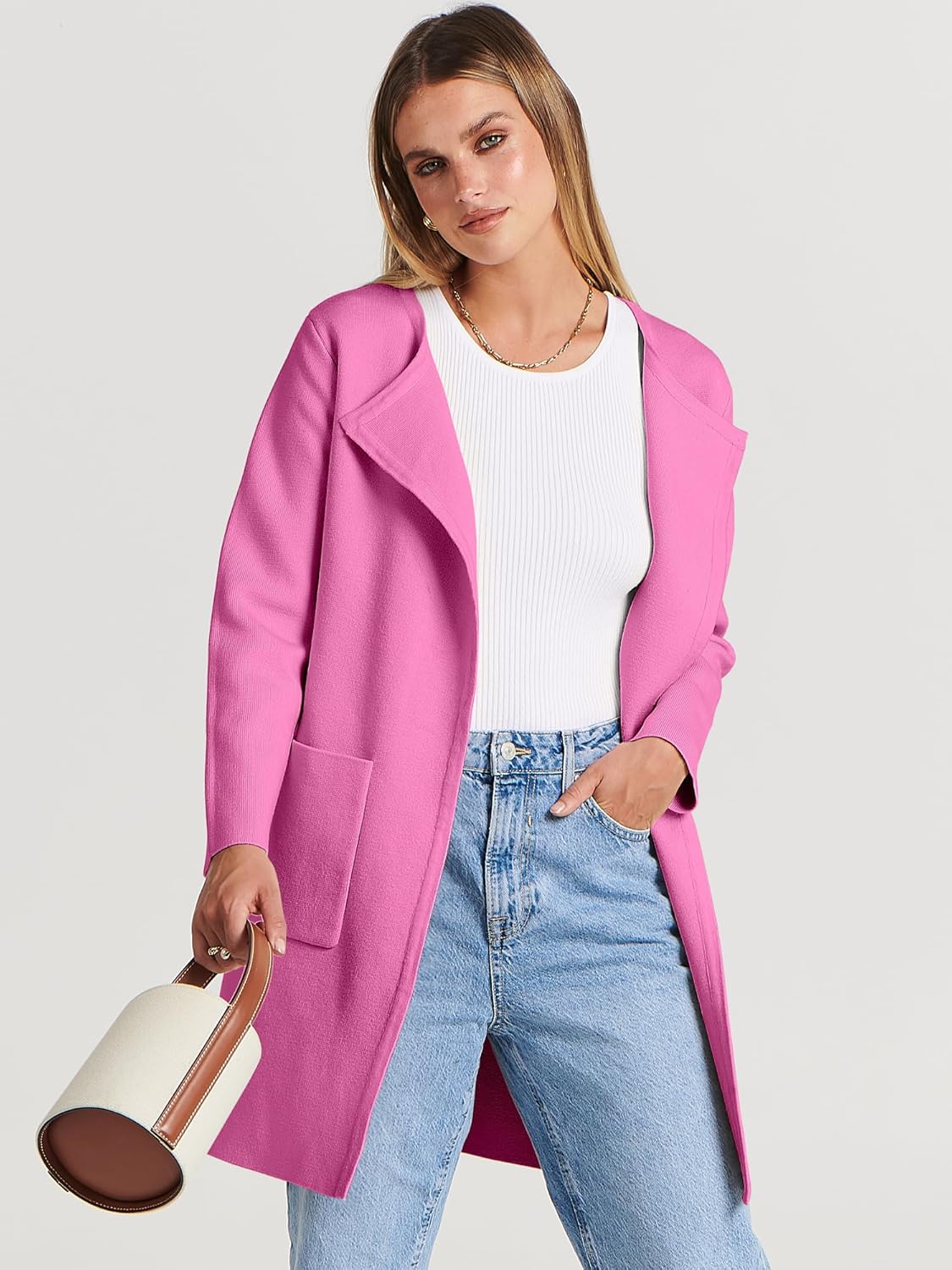Women's Open Front Knit Lightweight Cardigan Coatigan Sweater Lady Jacket Coat - Picture 191 of 259