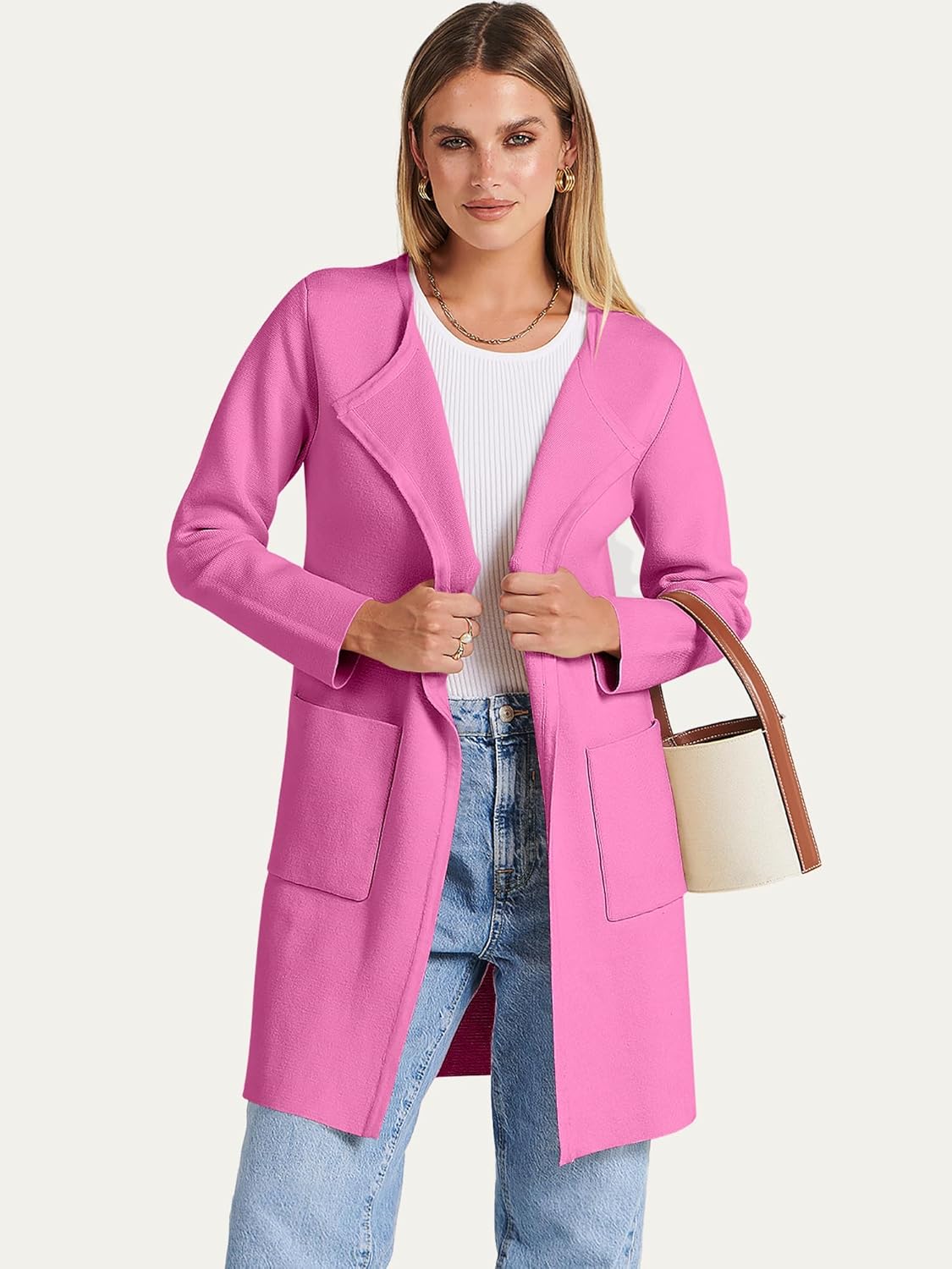 Women's Open Front Knit Lightweight Cardigan Coatigan Sweater Lady Jacket Coat - Picture 193 of 259