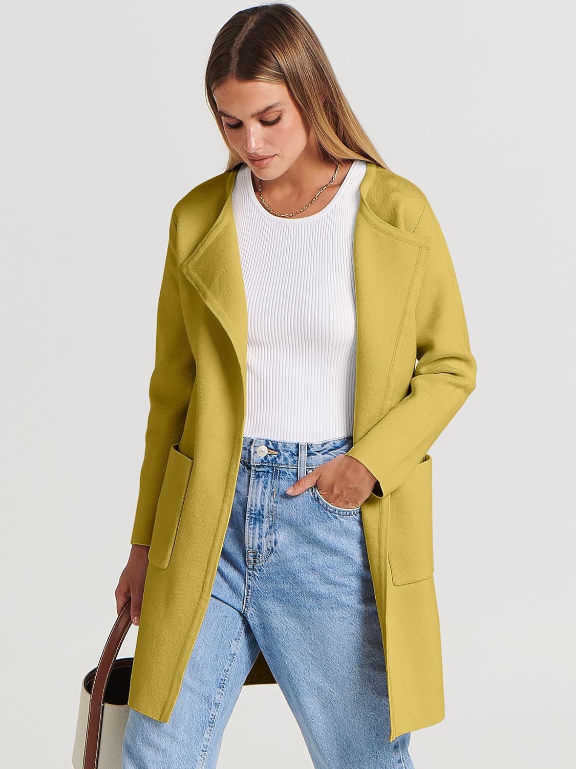 Women's Open Front Knit Lightweight Cardigan Coatigan Sweater Lady Jacket Coat - Picture 199 of 259