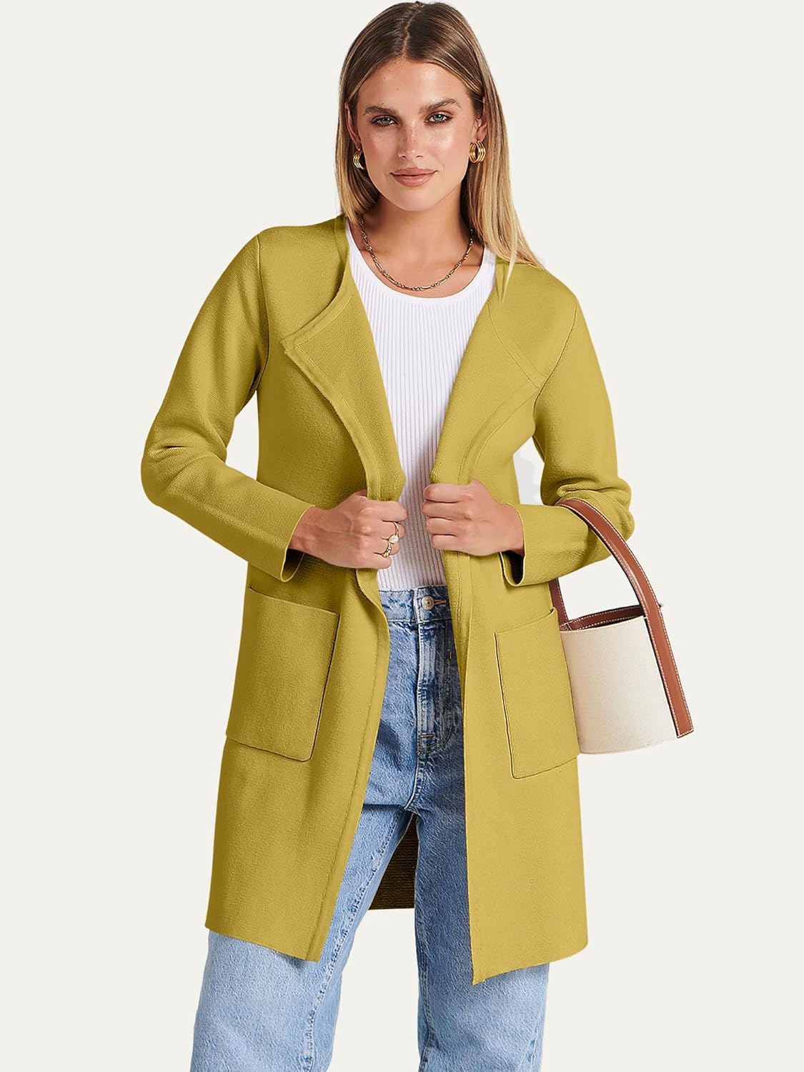 Women's Open Front Knit Lightweight Cardigan Coatigan Sweater Lady Jacket Coat - Picture 202 of 259