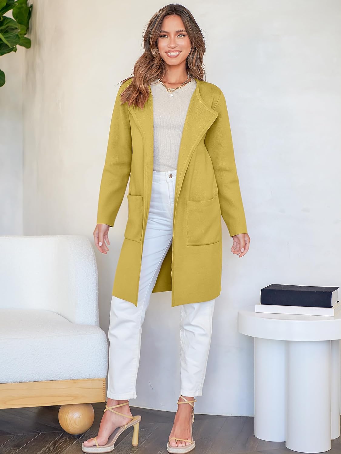 Women's Open Front Knit Lightweight Cardigan Coatigan Sweater Lady Jacket Coat - Picture 205 of 259