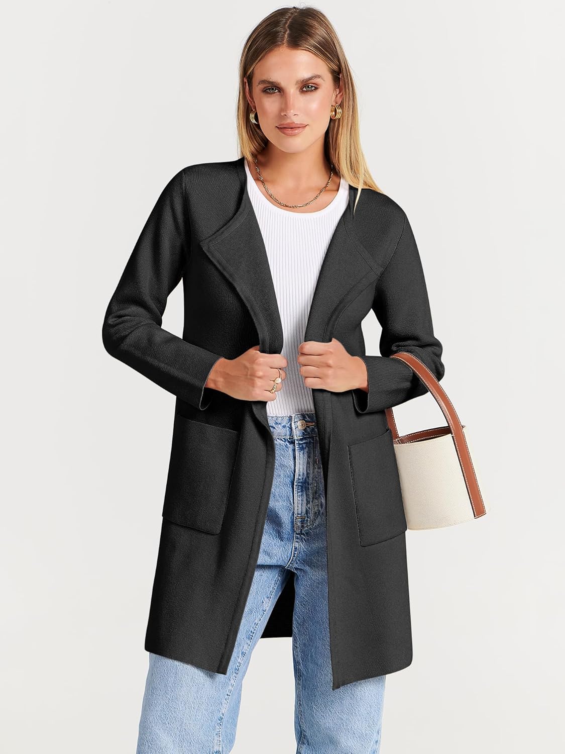 Women's Open Front Knit Lightweight Cardigan Coatigan Sweater Lady Jacket Coat - Picture 211 of 259