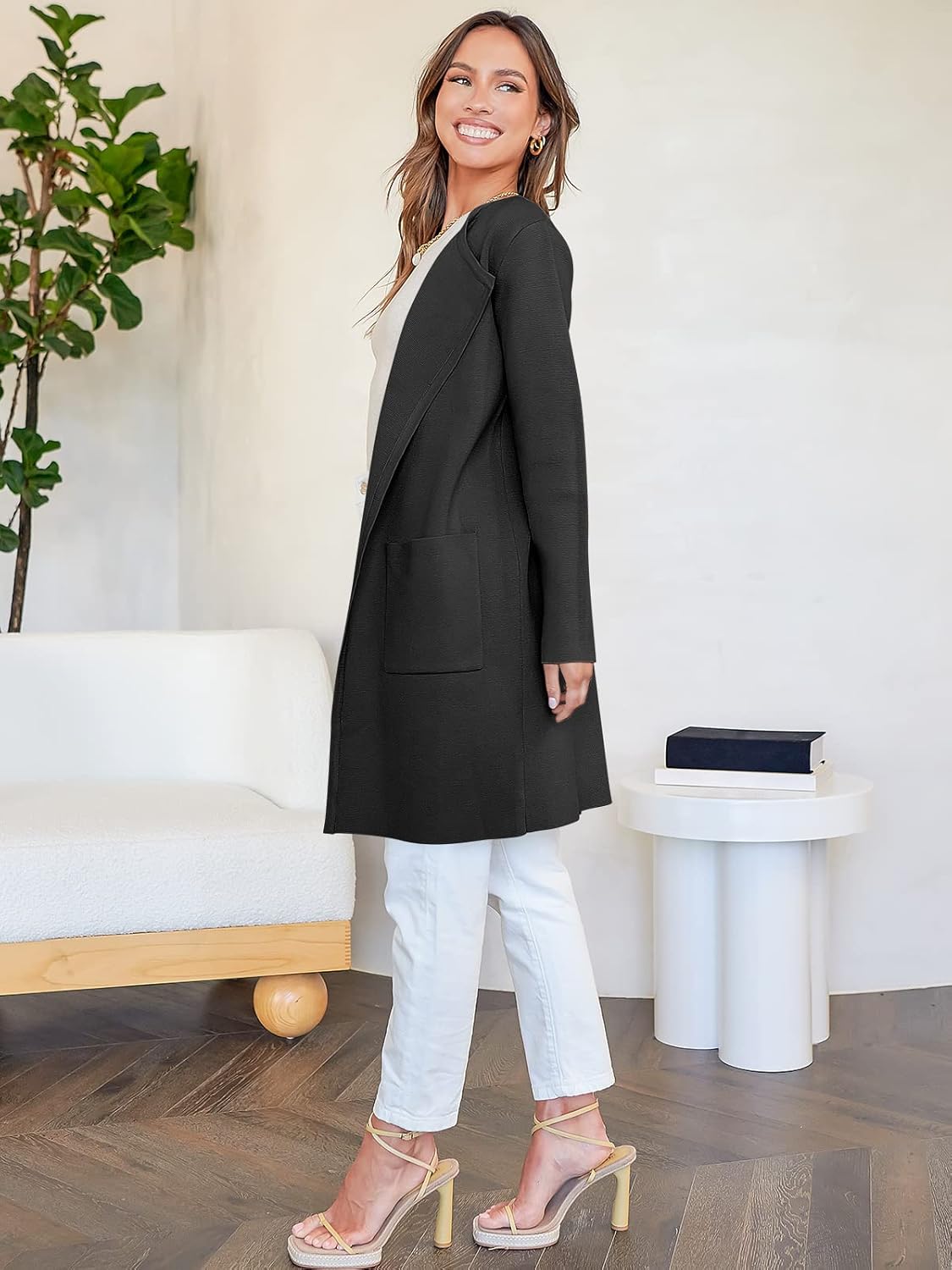Women's Open Front Knit Lightweight Cardigan Coatigan Sweater Lady Jacket Coat - Picture 215 of 259