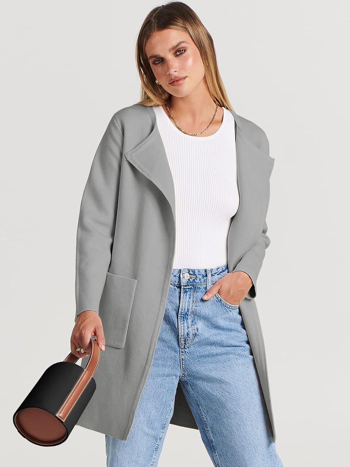 Women's Open Front Knit Lightweight Cardigan Coatigan Sweater Lady Jacket Coat - Picture 232 of 259