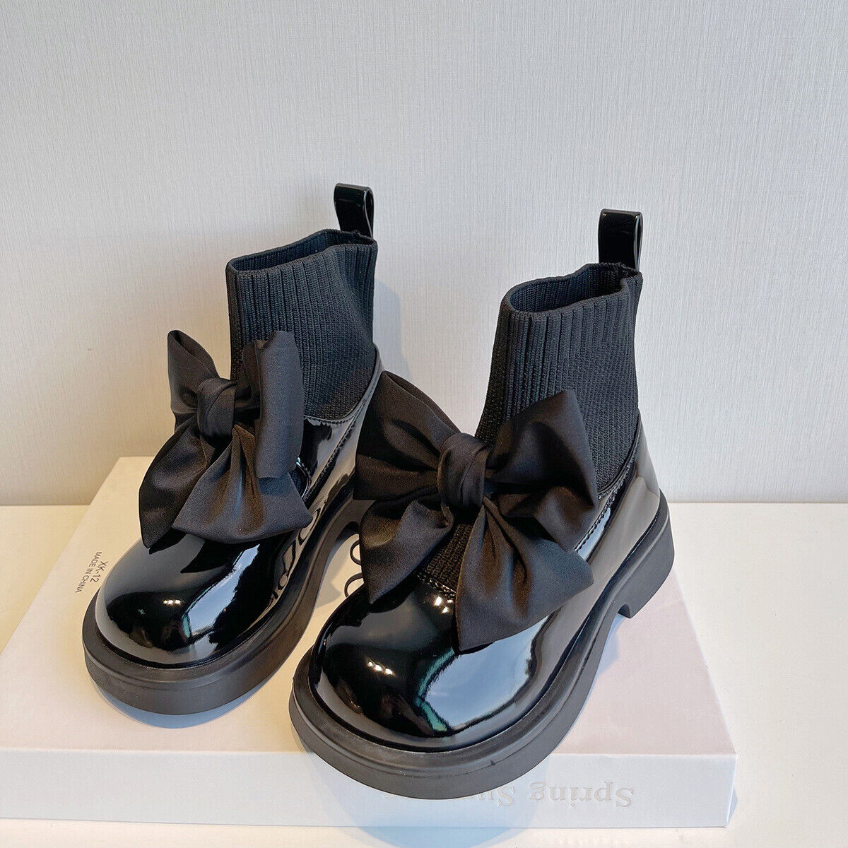 KIDS GIRLS ANKLE SNOW BOOTS PRINCESS WINTER BOOTIE CHELSEA BOWKNOT PUMPS SHOES - Picture 14 of 17