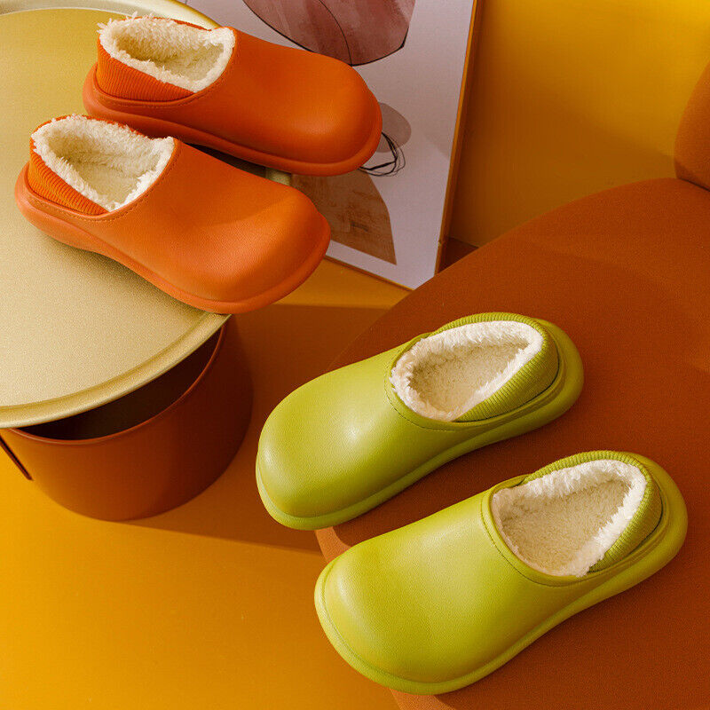 Mujer Invierno Algodón Zapatillas Impermeables Terciopelo Cálido Lana Zuecos Zapatos Mula Talla - Imagen 1 de 12