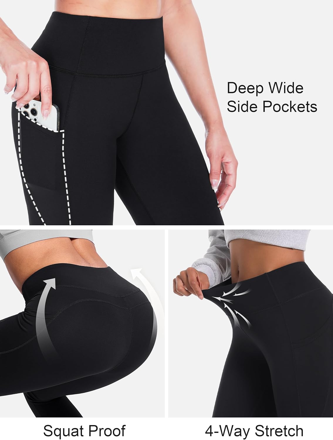 Women's 28"/31"/34" Fleece Lined Yoga Leggings High Waisted Pants with Pockets - Picture 28 of 51