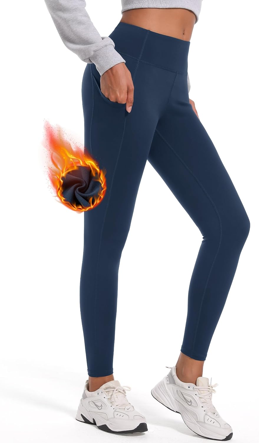 Women's 28"/31"/34" Fleece Lined Yoga Leggings High Waisted Pants with Pockets - Picture 34 of 51