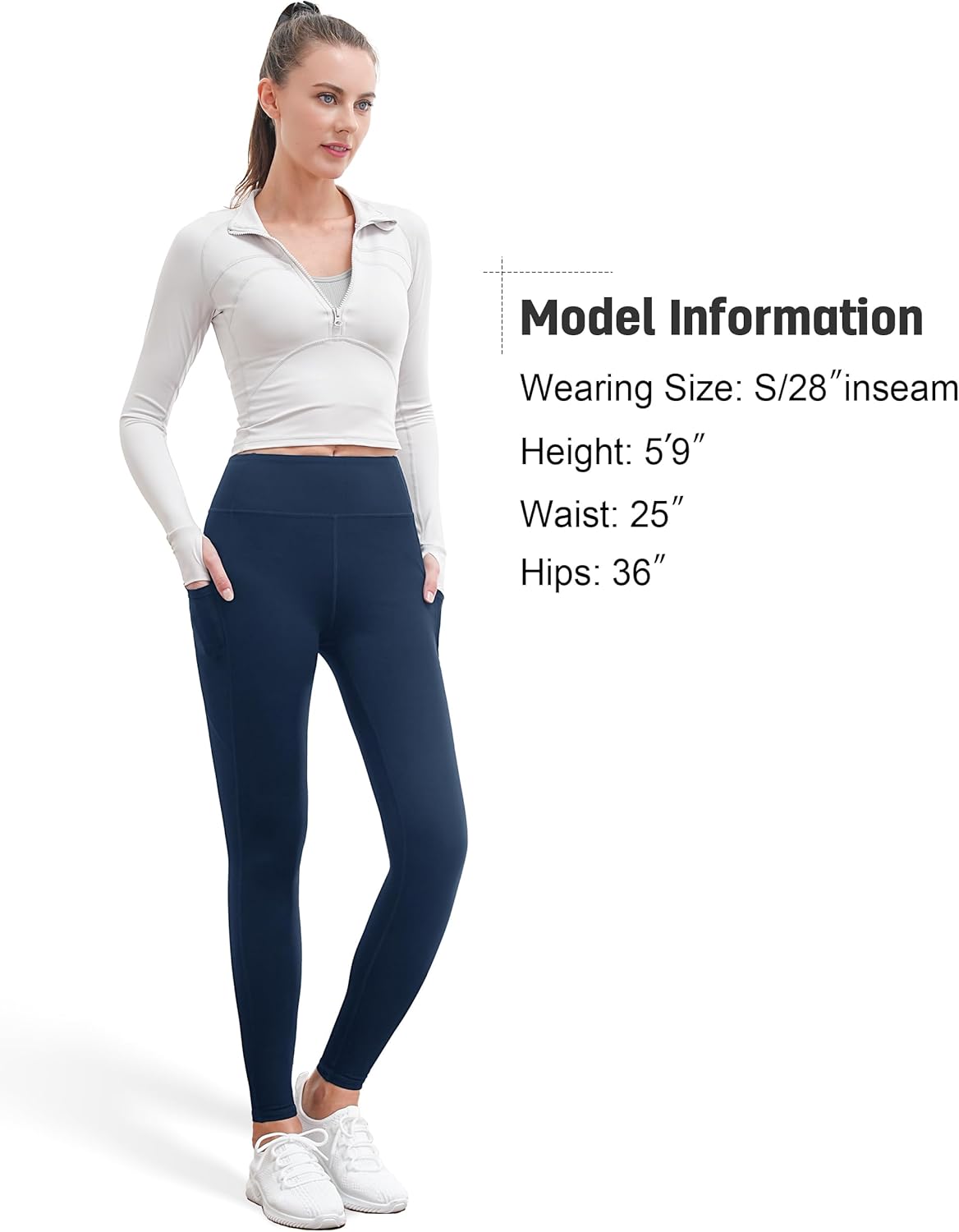 Women's 28"/31"/34" Fleece Lined Yoga Leggings High Waisted Pants with Pockets - Picture 38 of 51
