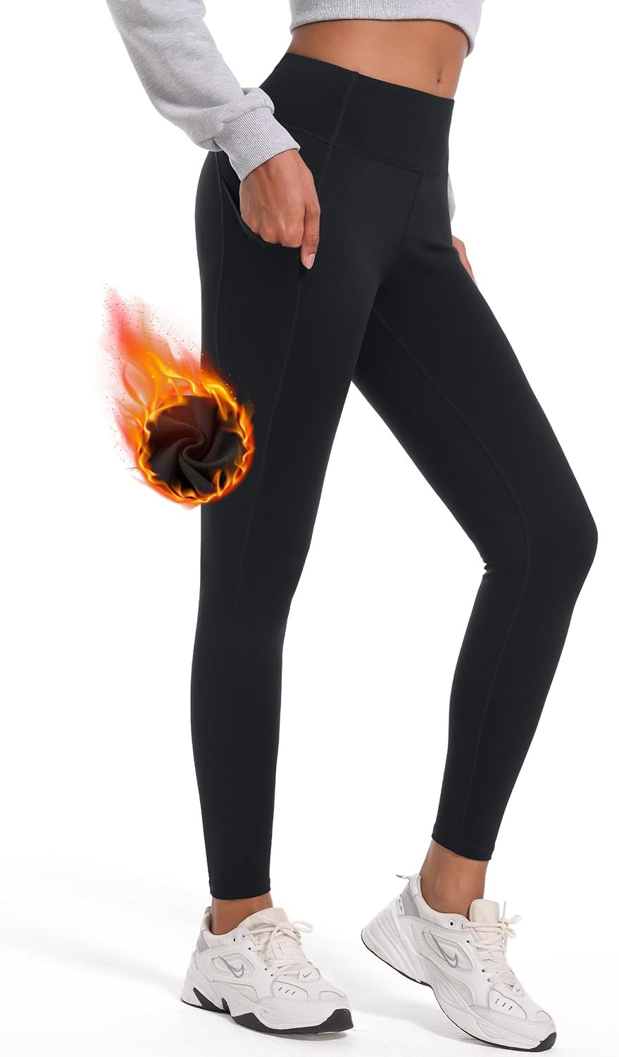 Women's 28"/31"/34" Fleece Lined Yoga Leggings High Waisted Pants with Pockets - Picture 25 of 51