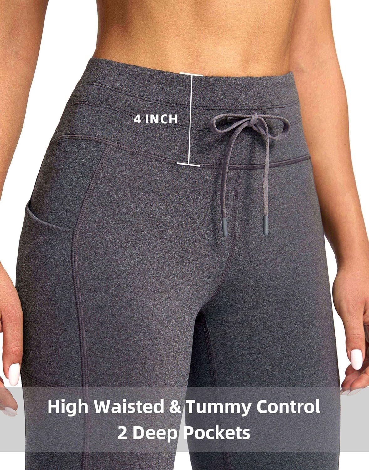 Women's High Waisted Fleece Lined Leggings with Pockets Water Resistant Pants