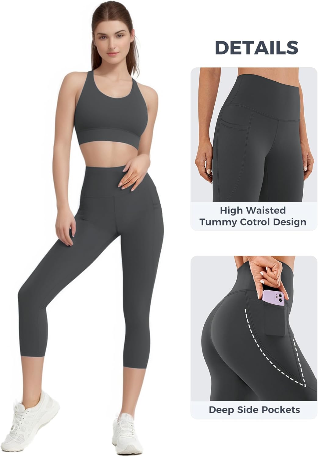 Leggings for Women with Pockets Yoga Pants Tummy Control Workout Gym Leggings