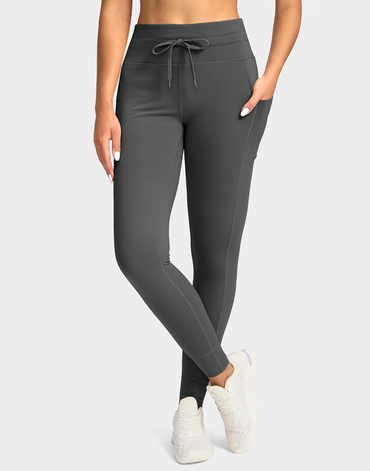 Women's High Waisted Fleece Lined Leggings with Pockets Water Resistant Pants