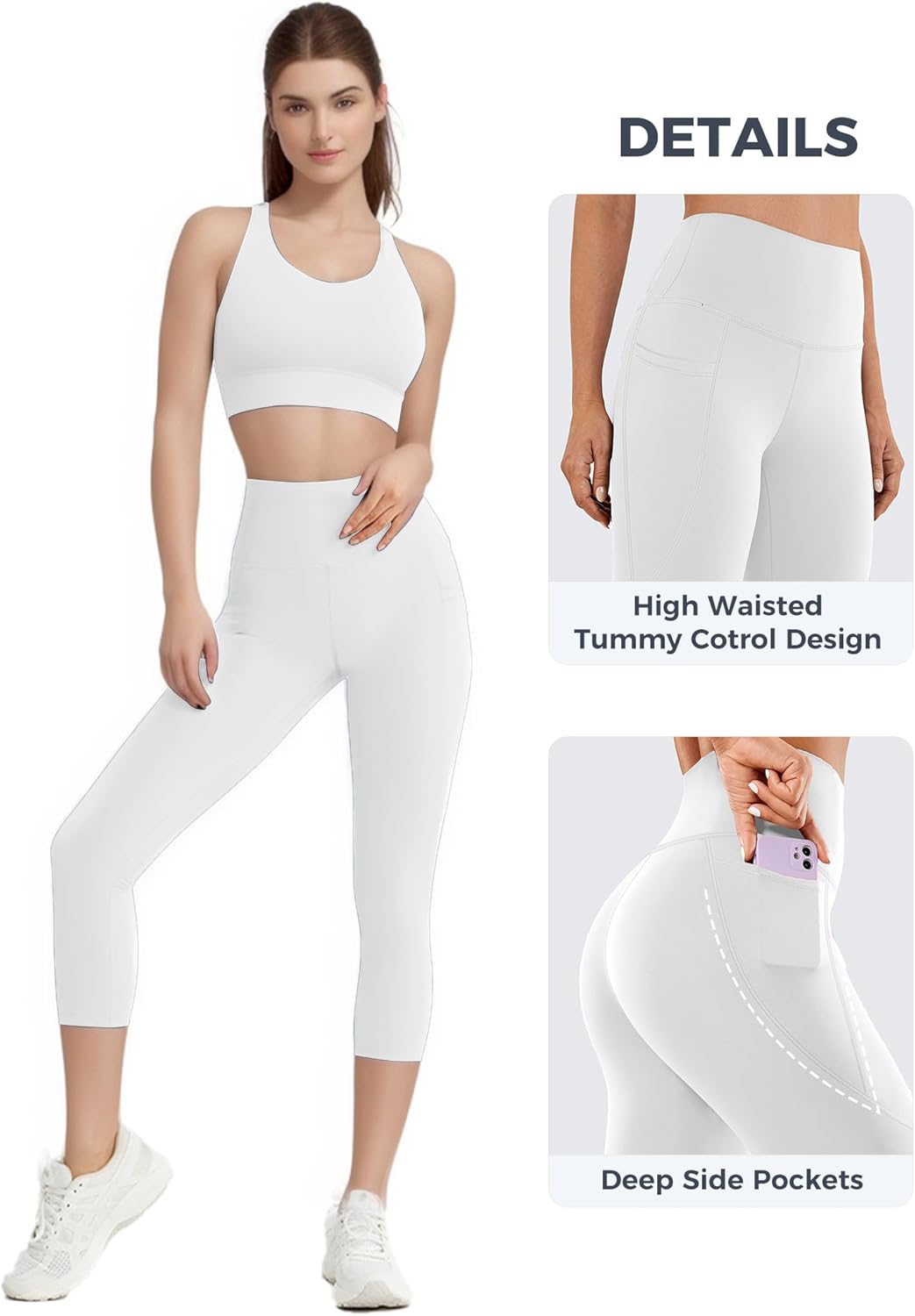 Leggings for Women with Pockets Yoga Pants Tummy Control Workout Gym Leggings