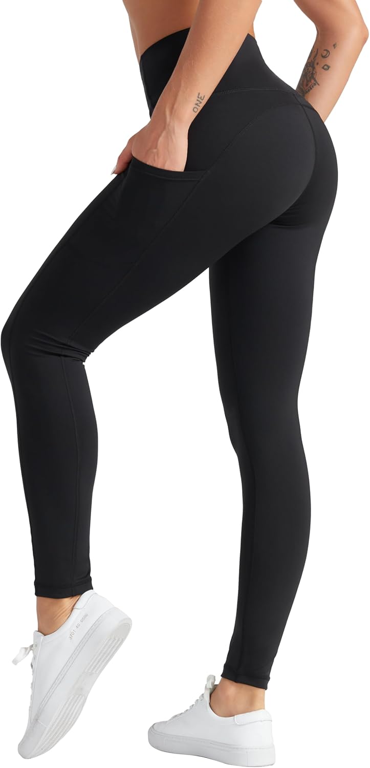 Women's High Waist Yoga Pants Soft Athletic Workout Leggings with Deep Pockets - Picture 25 of 59