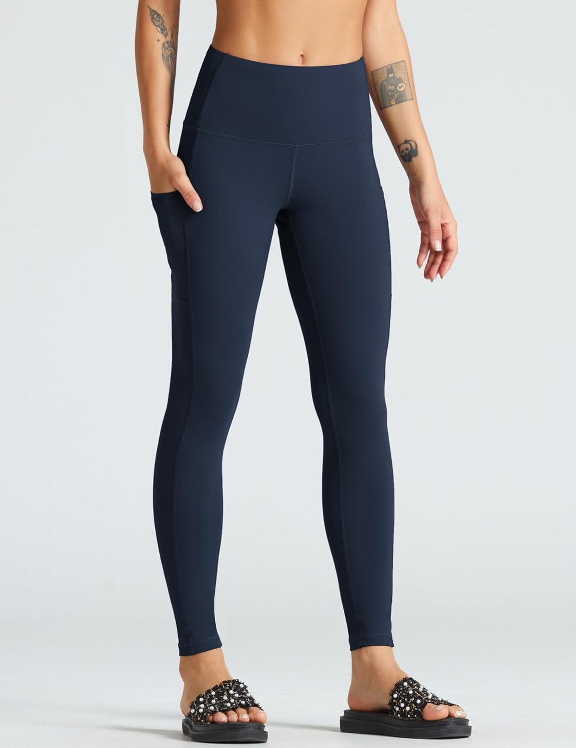 Women's High Waist Yoga Pants Soft Athletic Workout Leggings with Deep Pockets - Picture 54 of 59