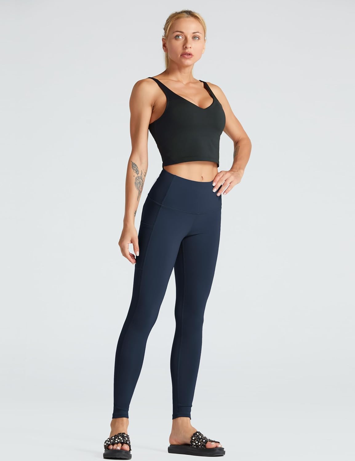 Women's High Waist Yoga Pants Soft Athletic Workout Leggings with Deep Pockets - Picture 56 of 59