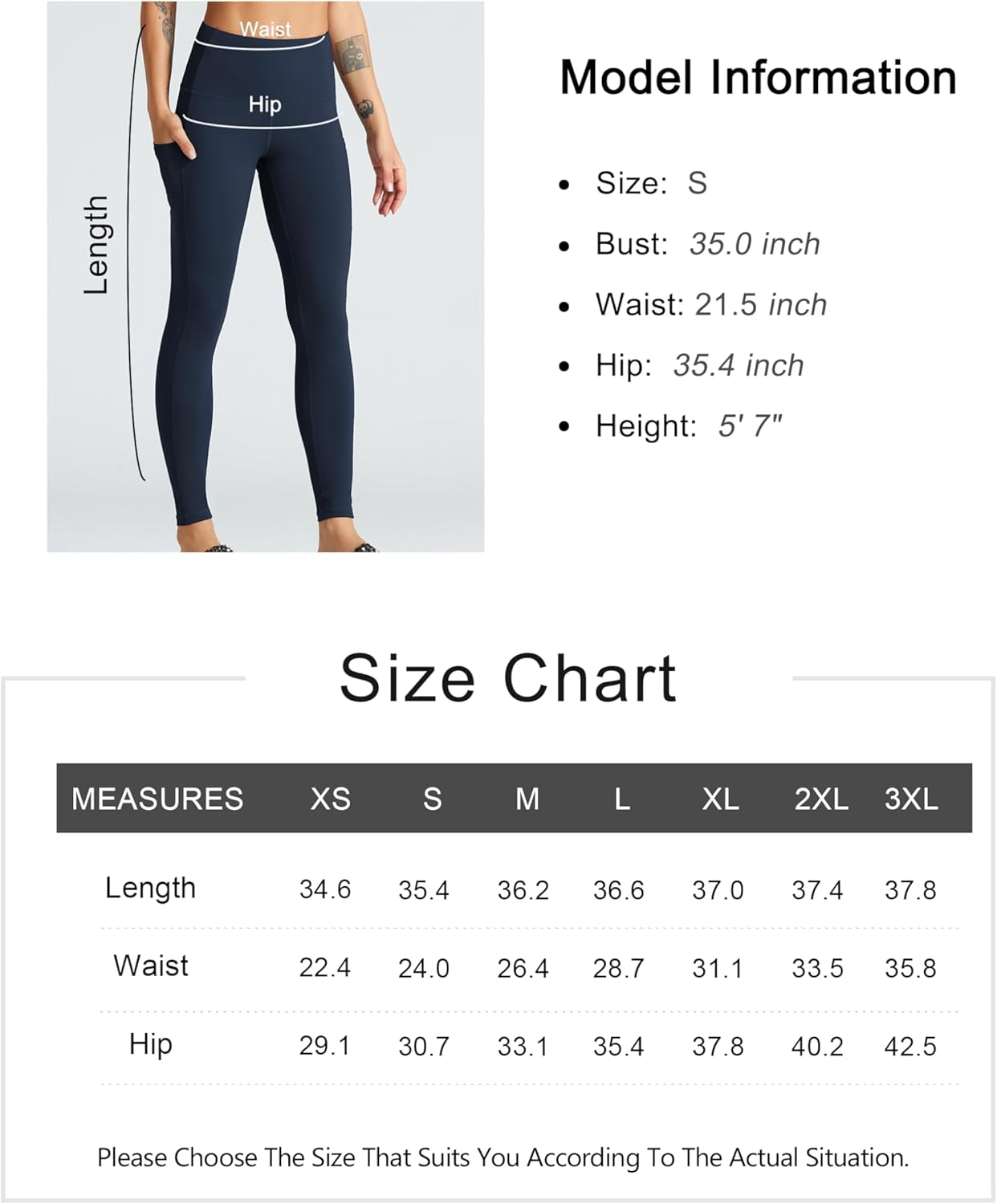 Women's High Waist Yoga Pants Soft Athletic Workout Leggings with Deep Pockets - Picture 58 of 59