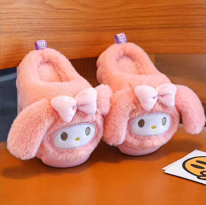 Girls Furry Winter Slippers Kids Sliders Fur Lined Mules Warm Home Indoor Shoes