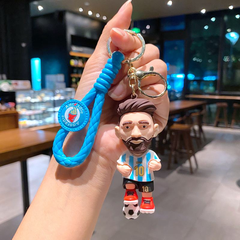 Cartoon keychain football Messi doll backpack pendant car keychain ring gift - Picture 13 of 13