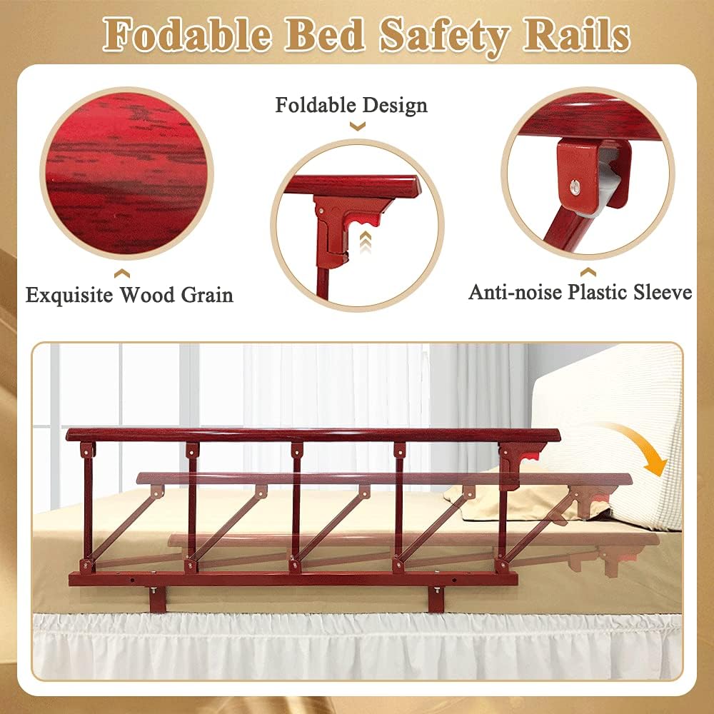 Bed Rails for Elderly Adults Safety Side Guard Assist Rail Foldable Bed Railing - Picture 8 of 12