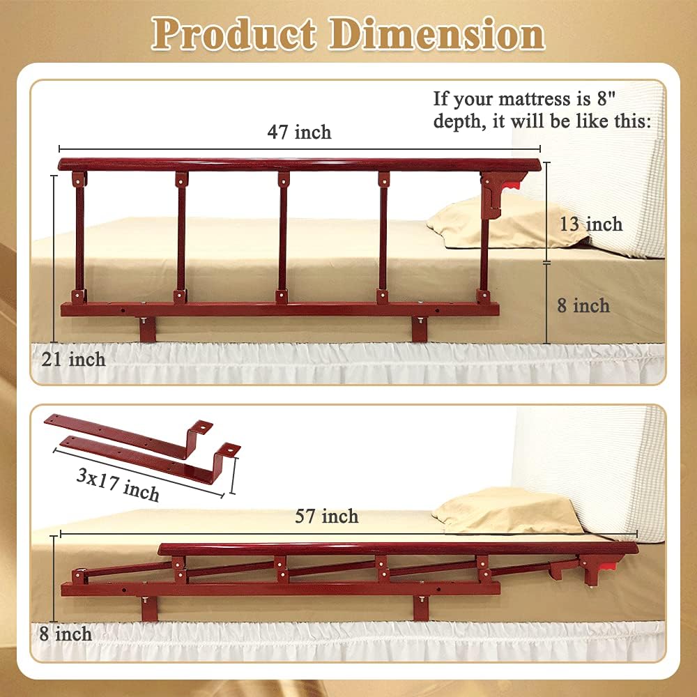 Bed Rails for Elderly Adults Safety Side Guard Assist Rail Foldable Bed Railing - Picture 9 of 12