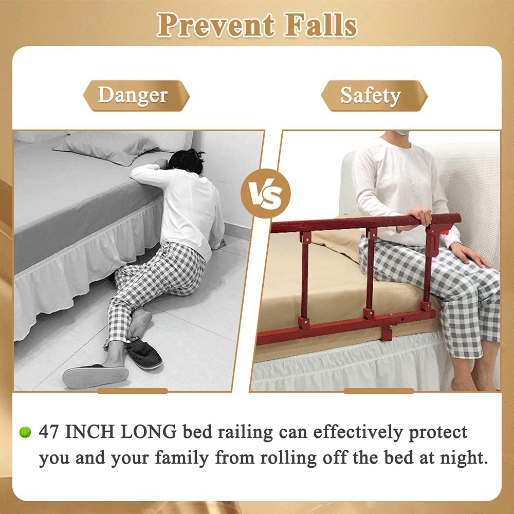 Bed Rails for Elderly Adults Safety Side Guard Assist Rail Foldable Bed Railing - Picture 10 of 12