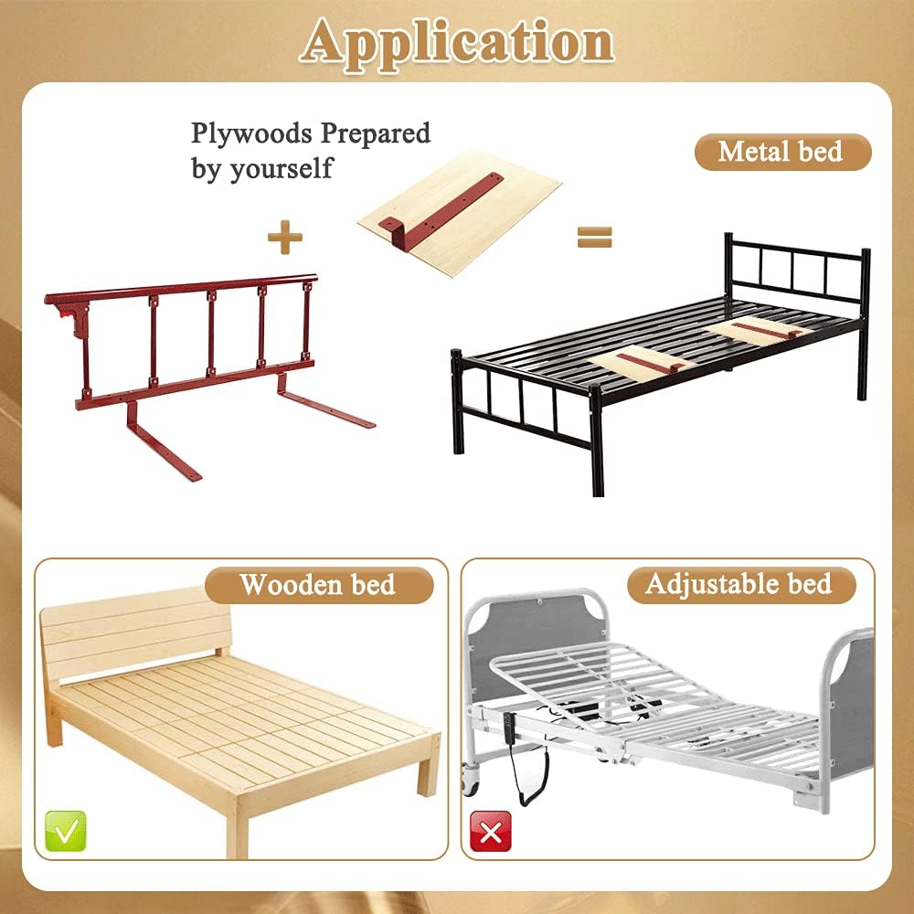 Bed Rails for Elderly Adults Safety Side Guard Assist Rail Foldable Bed Railing - Picture 11 of 12