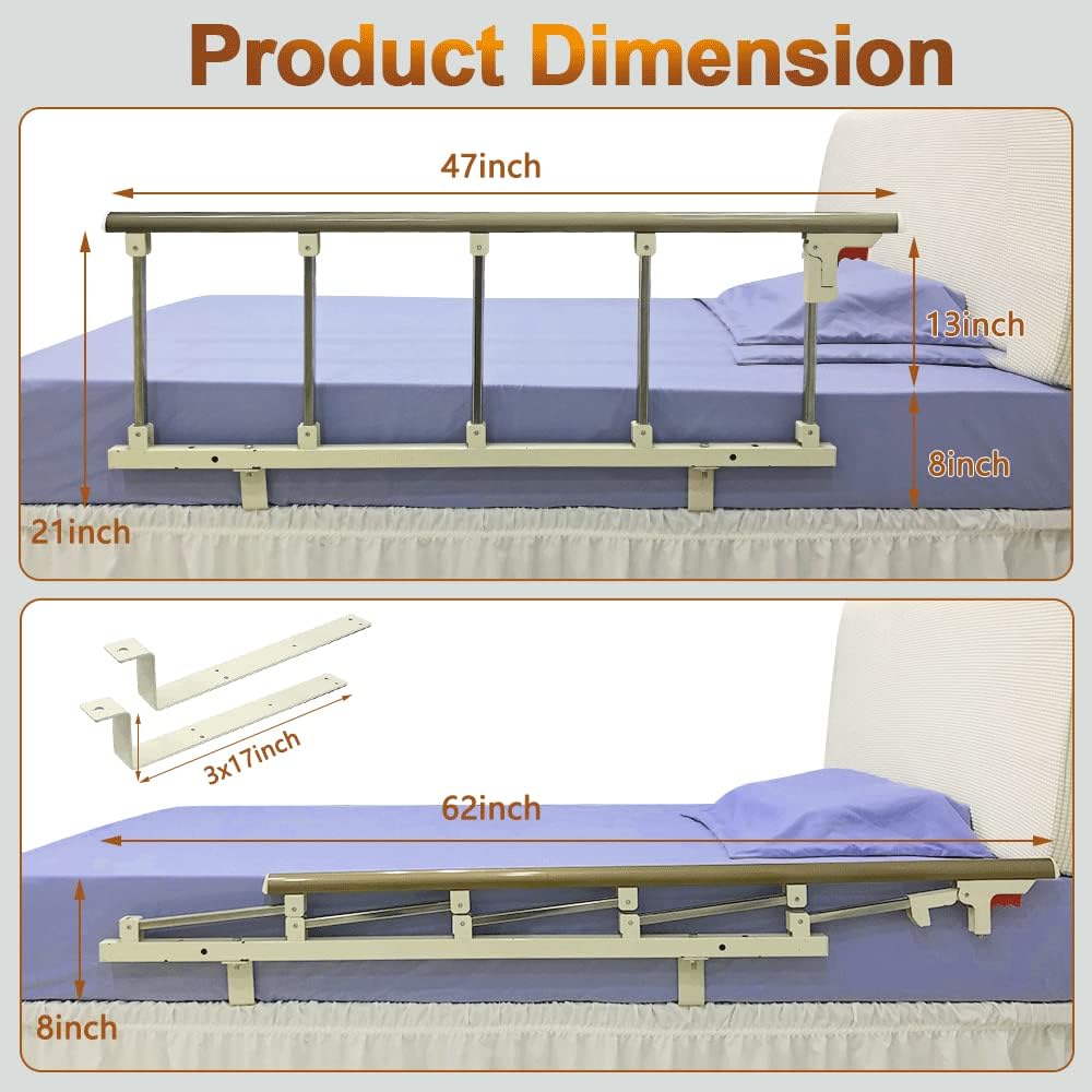 Bed Rails for Elderly Adults Safety Seniors, Bed Cane Assist Rail Half Bed Side - Picture 9 of 10