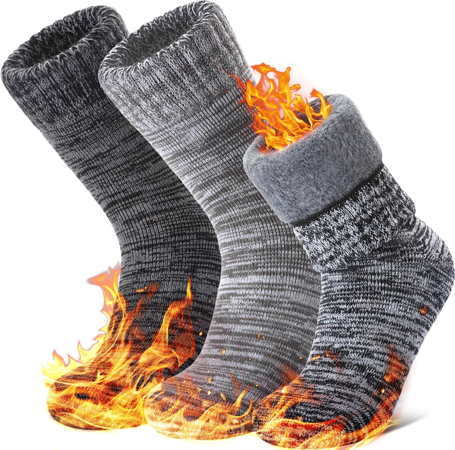 3 Pairs Thermal Boot Socks for Women Men Thick Winter Warm Insulated Heated Sock