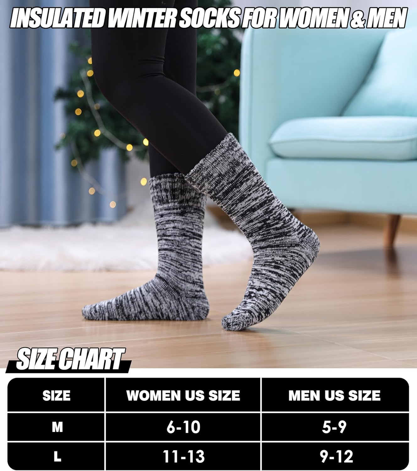 3 Pairs Thermal Boot Socks for Women Men Thick Winter Warm Insulated Heated Sock